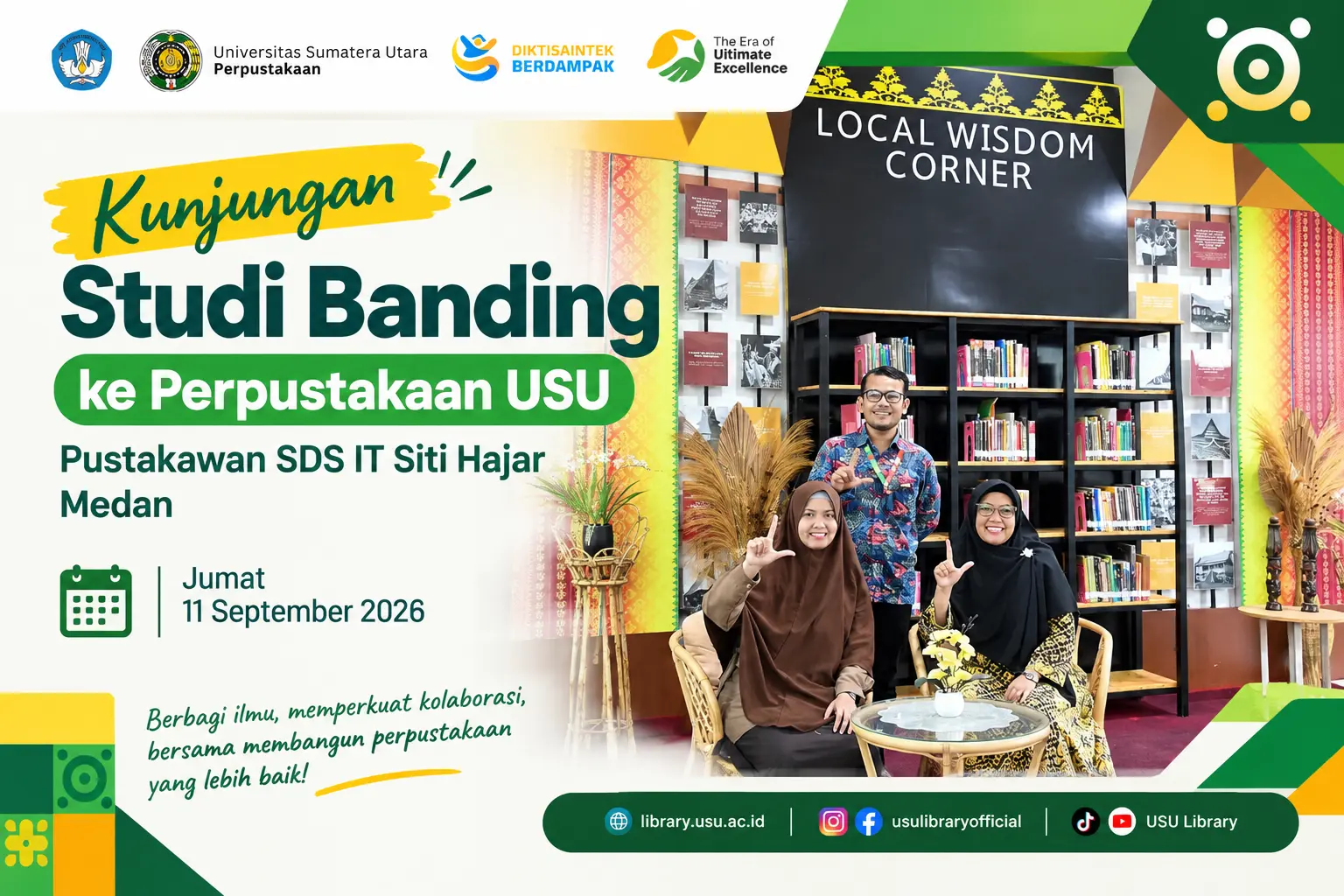 Perkuat Pengelolaan Perpustakaan, SDS IT Siti Hajar Medan Studi Banding ke Perpustakaan USU